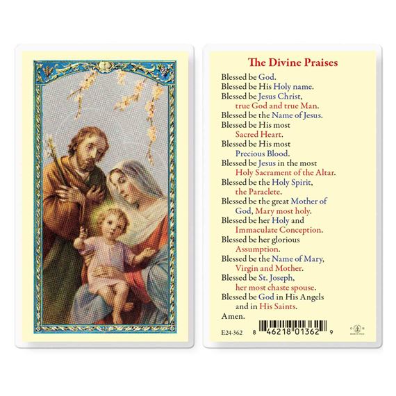 LAMINATED HOLY CARD - DIVINE PRAISES