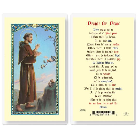 LAMINATED HOLY CARD SAINT FRANCIS OF ASSISI