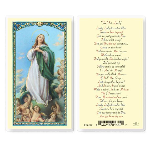 LAMINATED HOLY CARD - PRAYER TO OUR LADY