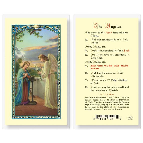 LAMINATED HOLY CARD THE ANGELUS