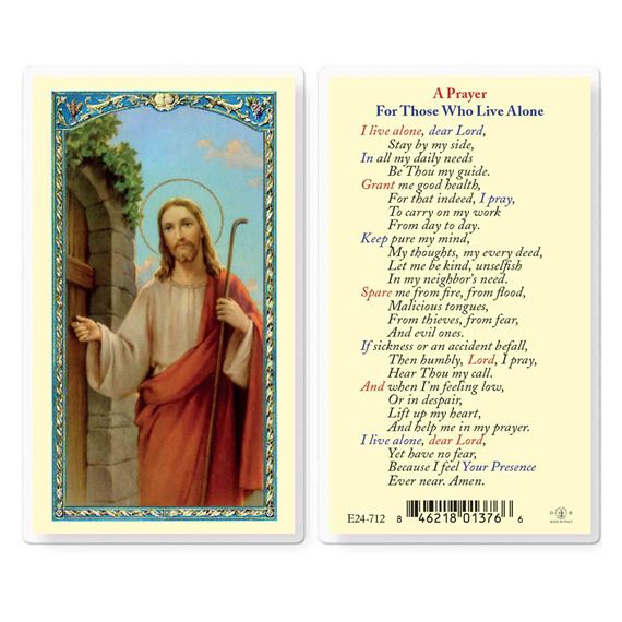 LAMINATED HOLY CARD - FOR THOSE WHO LIVE ALONE