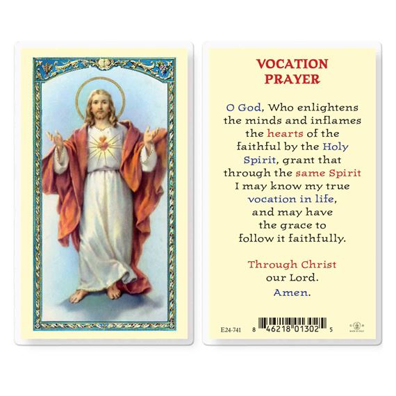 LAMINATED HOLY CARD  VOCATION PRAYER