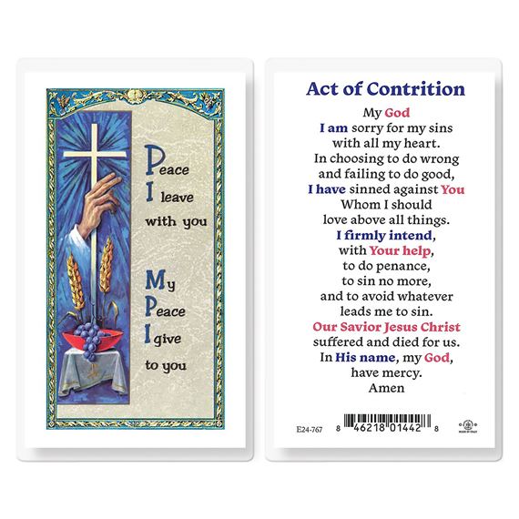 LAMINATED HOLY CARD - ACT OF CONTRITION