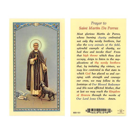LAMINATED HOLY CARD - ST. MARTIN DE PORRES
