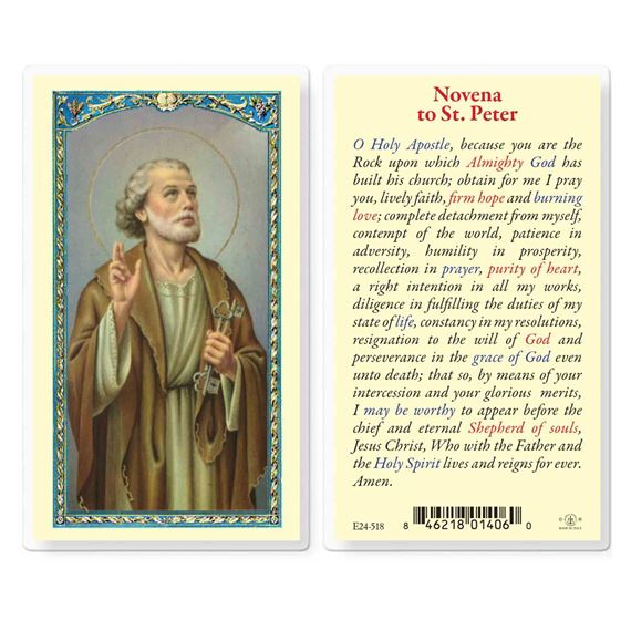 LAMINATED HOLY CARD - NOVENA TO ST. PETER