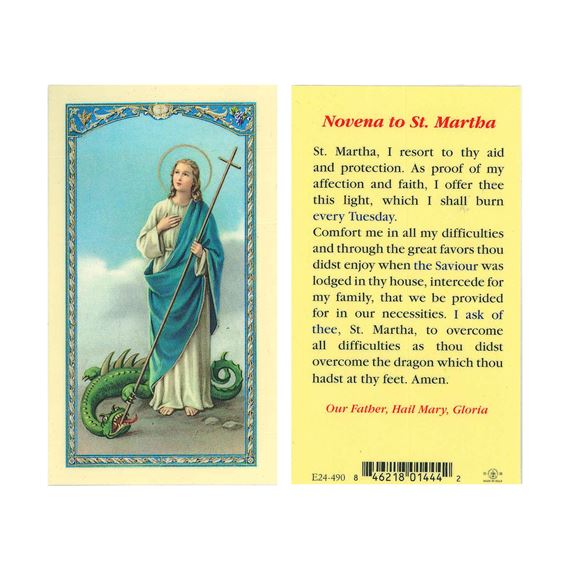 LAMINATED HOLY CARD - NOVENA TO ST. MARTHA