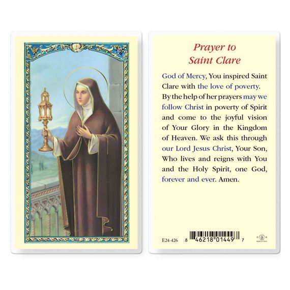 LAMINATED HOLY CARD - ST. CLARE