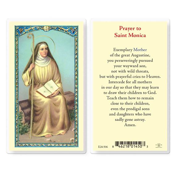 LAMINATED HOLY CARD SAINT MONICA WIDOW