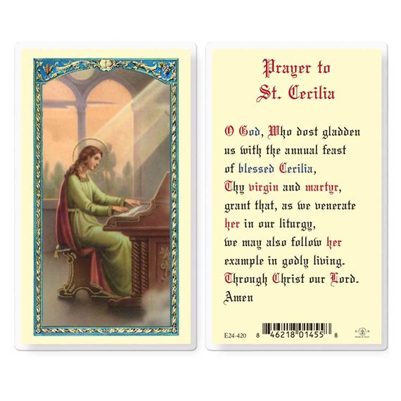 LAMINATED HOLY CARD - ST. CECILIA