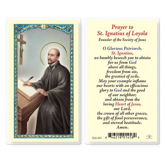 LAMINATED HOLY CARD - ST. IGNATIUS OF LOYOLA