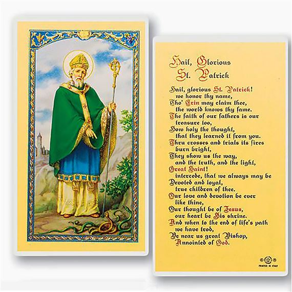 LAMINATED HOLY CARD - HAIL GLORIOUS ST. PATRICK