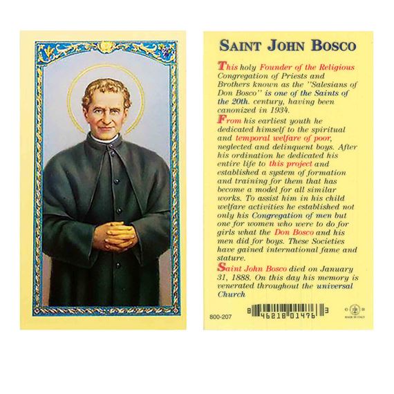 LAMINATED HOLY CARD SAINT JOHN BOSCO