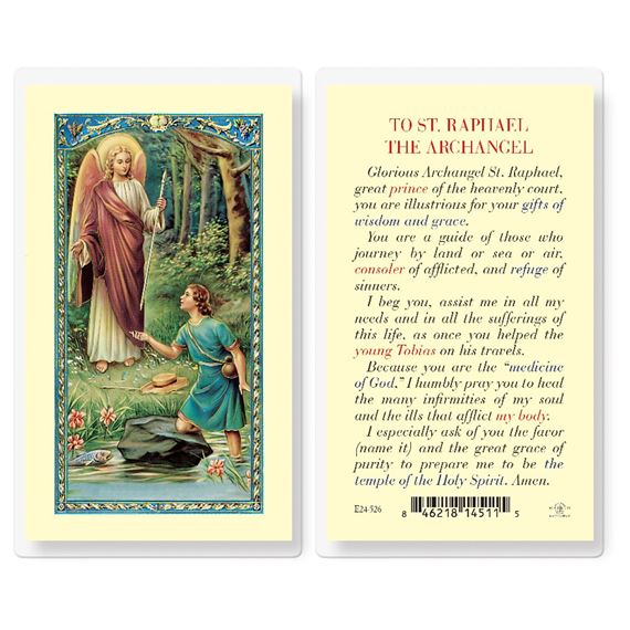 LAMINATED HOLY CARD - ST. RAPHAEL THE ARCHANGEL