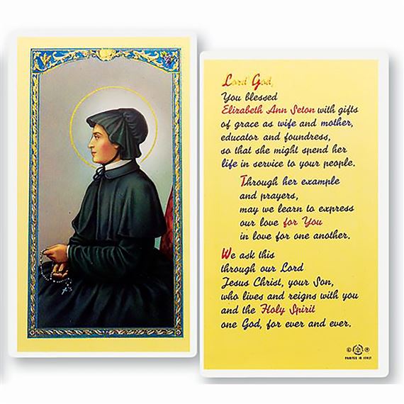 LAMINATED HOLY CARD - ST. ELIZABETH ANN SETON