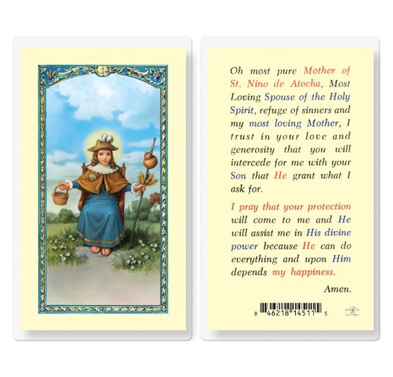 LAMINATED HOLY CARD - NINO DE ATOCHA
