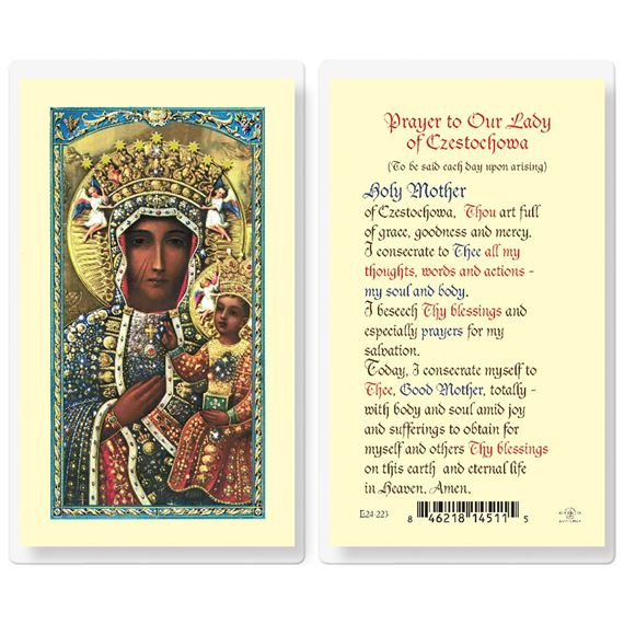 LAMINATED HOLY CARD - OUR LADY OF CZESTOCHOWA