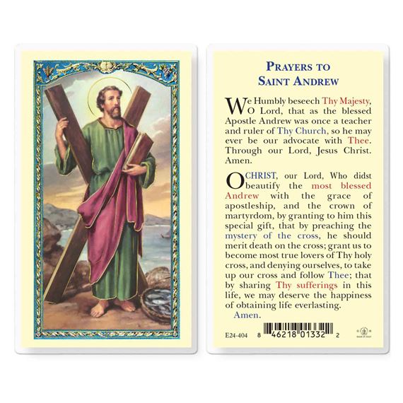 LAMINATED HOLY CARD - PRAYER TO ST. ANDREW