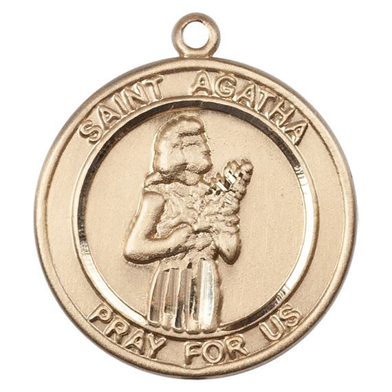 14KT GOLD ST AGATHA MEDAL - 3/4" x 5/8"