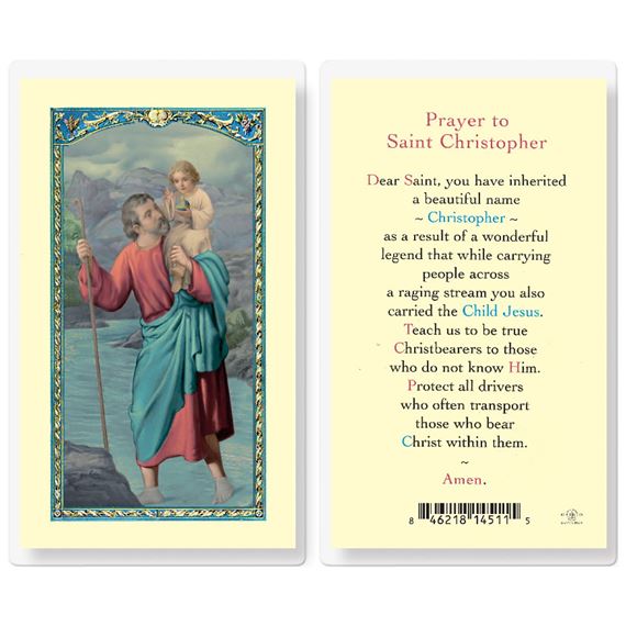LAMINATED HOLY CARD - PRAYER TO ST. CHRISTOPHER