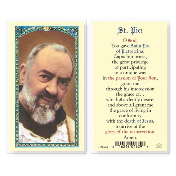 LAMINATED HOLY CARD - ST. PIO