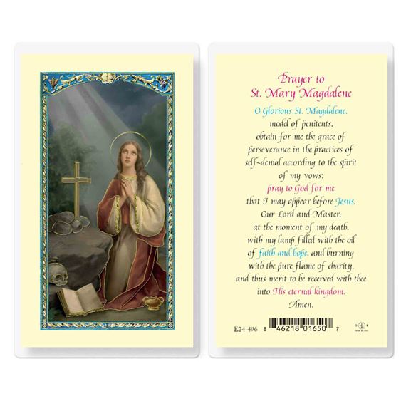 LAMINATED HOLY CARD - ST. MARY MAGDALENE