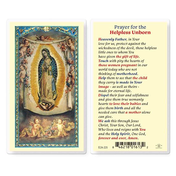 LAMINATED HOLY CARD - PRAYER FOR THE UNBORN