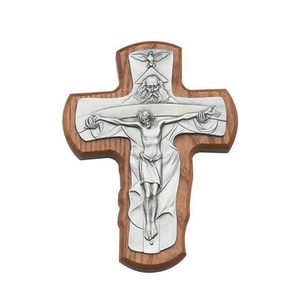 TRINITY CRUCIFIX ON STAINED WOOD