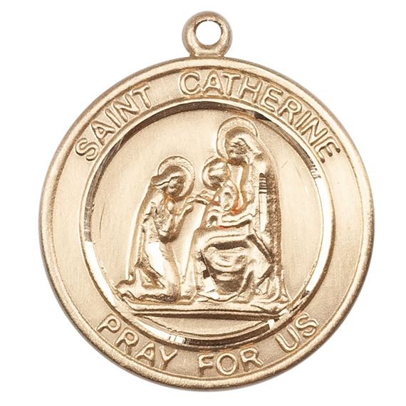 14KT GOLD ST CATHERINE OF SIENA MEDAL - 3/4" x 5/8"