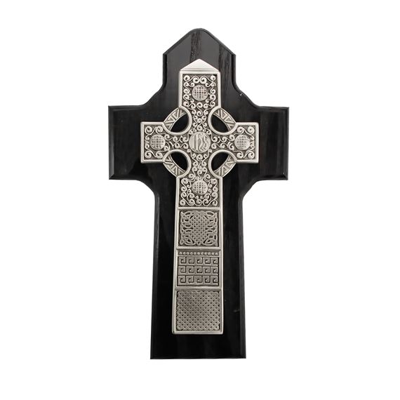 BLACK CELTIC CROSS WITH I.H.S.