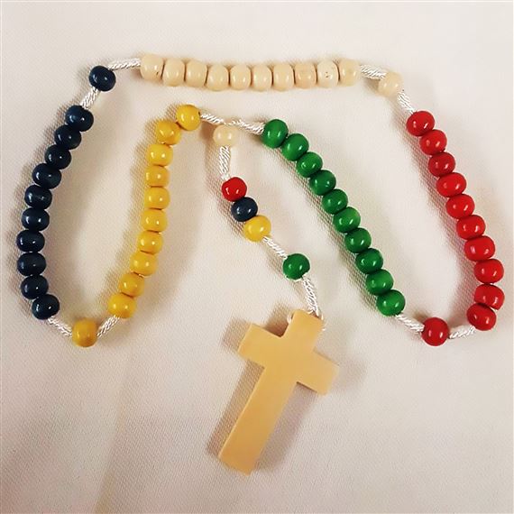 SMALL WOOD BEAD MISSION ROSARY