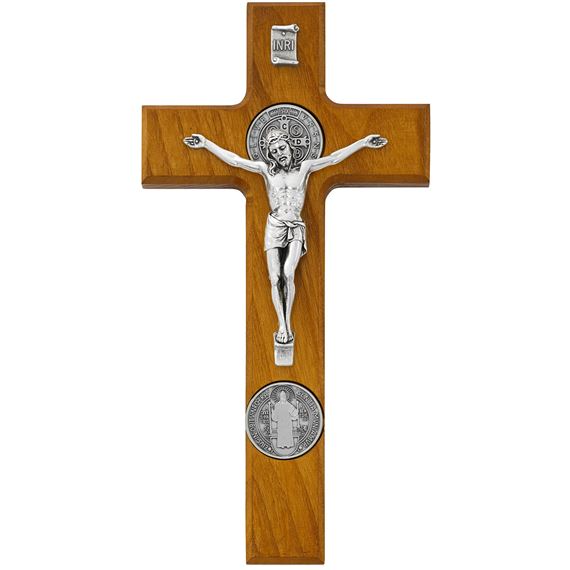 ST. BENEDICT WALL CRUCIFIX - WALNUT FINISH