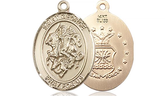 14KT GOLD ST GEORGE MEDAL - 3/4" x 1/2"