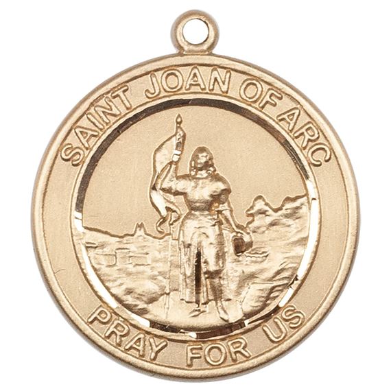 14KT GOLD ST JOAN OF ARC MEDAL - 3/4" x 5/8"