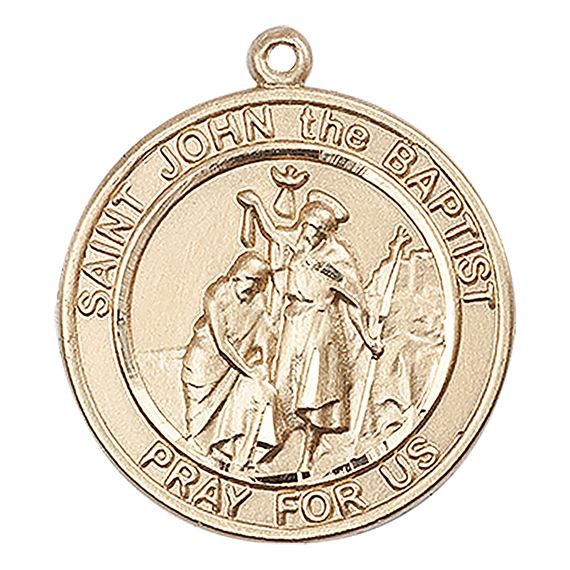 14KT GOLD ST JOHN THE BAPTIST MEDAL - 3/4" x 5/8"