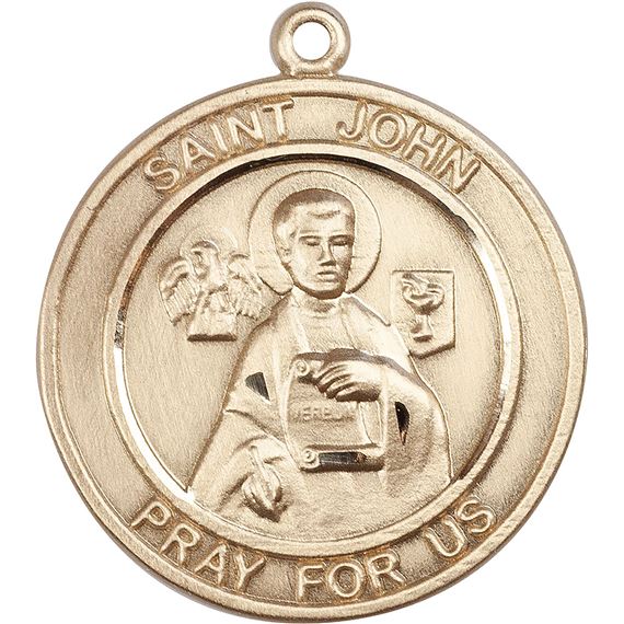 14KT GOLD ST JOHN THE APOSTLE MEDAL - 3/4" x 5/8"