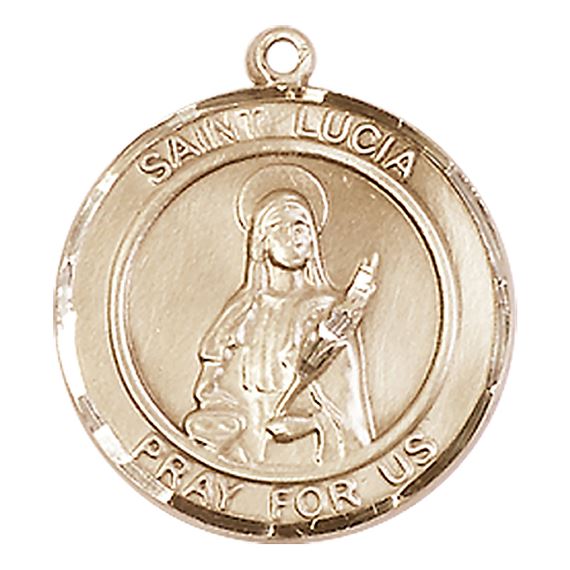 14KT GOLD ST LUCIA OF SYRACUSE MEDAL - 3/4" x 5/8"