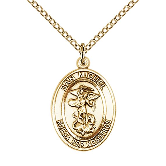 14KT GOLD FILLED SAN MIGUEL ARCANGEL PENDANT WITH CHAIN