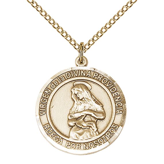14KT GOLD FILLED VIRGEN DIVINA PROVIDENCIA PENDANT WITH CHAIN