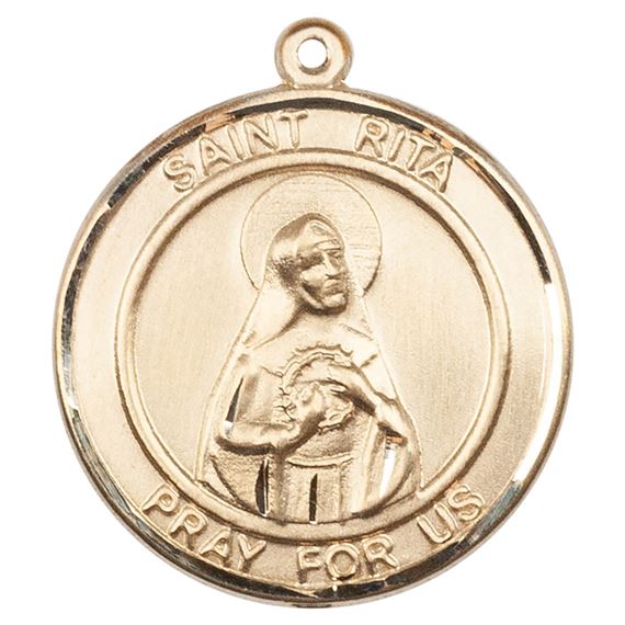 14KT GOLD ST RITA OF CASCIA MEDAL - 3/4" x 5/8"