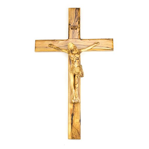 OLIVE WOOD CRUCIFIX - HAND CARVED 19 ½”