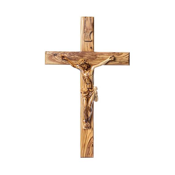 HAND-CARVED OLIVE WOOD CRUCIFIX