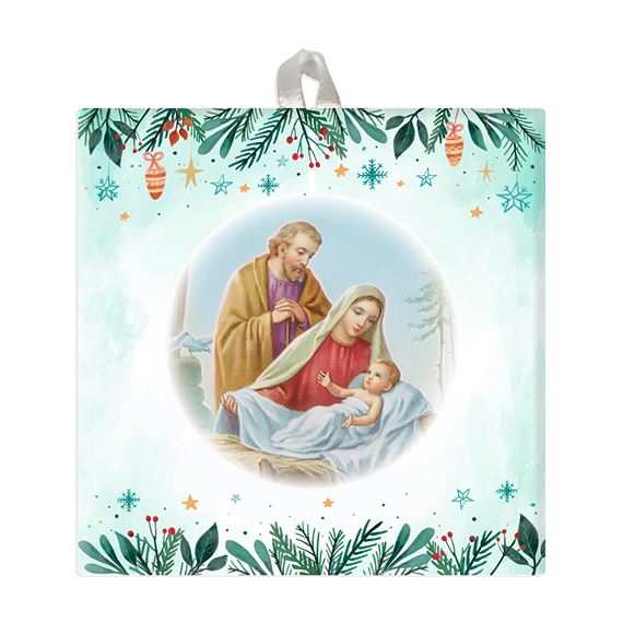 HOLY FAMILY CERAMIC TILE WITH HANGER