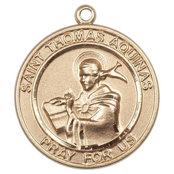14KT GOLD ST THOMAS AQUINAS MEDAL - 3/4" x 5/8"