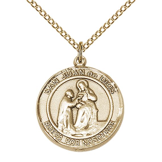 14KT GOLD FILLED SAN JUAN DE DIOS PENDANT WITH CHAIN