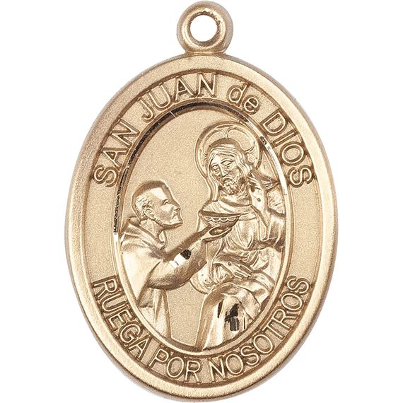 14KT GOLD FILLED SAN JUAN DE DIOS PENDANT WITH CHAIN - 3/4" x 1/2"