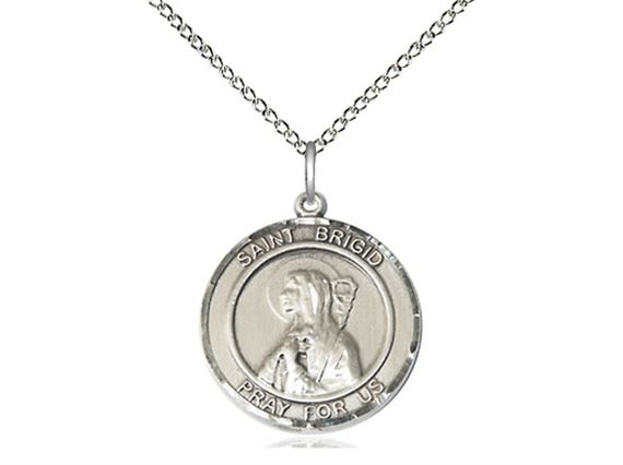 14KT GOLD FILLED ST BRIGID OF IRELAND PENDANT WITH CHAIN - 3/4" x 5/8"