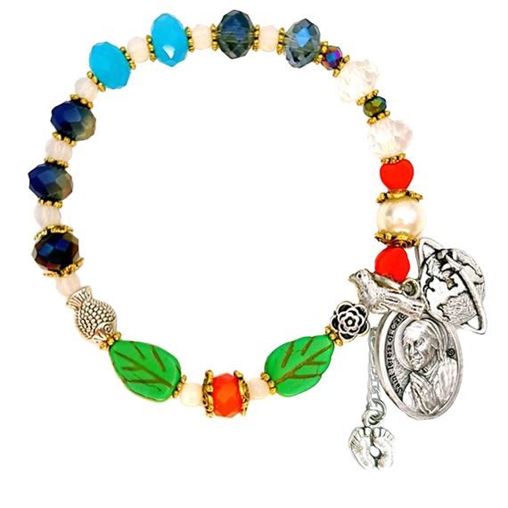 GENUINE GEMSTONE ST. TERESA OF CALCUTTA - ROSARY BRACELET
