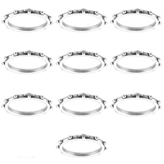 PACK OF 10 SILVER OXIDIZED ROSARY RINGS - Large 1¼” Diameter