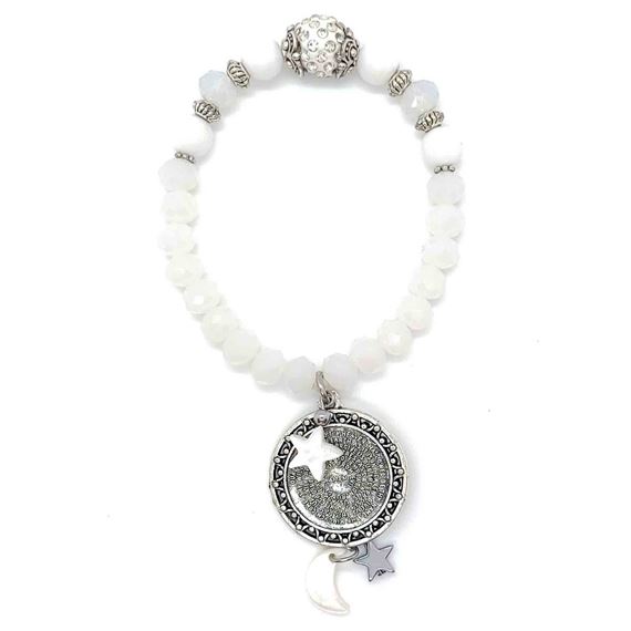 MOTHER OF PEARL & CRYSTAL OUR FATHER PRAYER - BRACELET (AQUINAS)