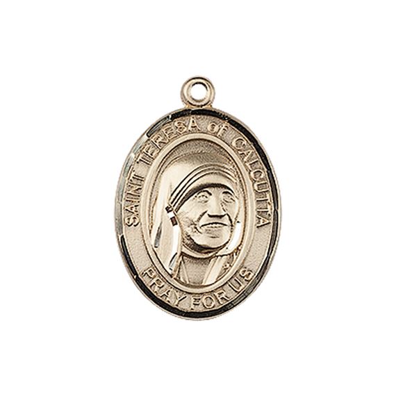 14KT GOLD FILLED SAINT TERESA OF CALCUTTA PENDANT WITH CHAIN - 3/4" x 1/2"